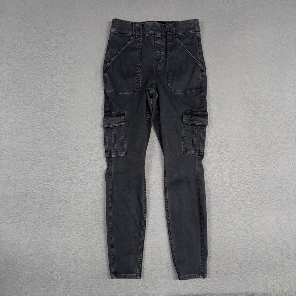 Spanx Pants Womens Medium Black High Rise Stretch Cargo Twill Skinny Cotton